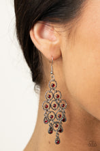 Load image into Gallery viewer, Chandelier Cameo - Red Rhinestone Earrings Paparazzi Accessories