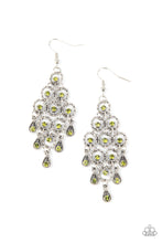Load image into Gallery viewer, Chandelier Cameo - Green Rhinestone Earrings Paparazzi Accessories