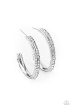 Load image into Gallery viewer, Trail Of Twinkle - White Hoop Earring Paparazzi Accessories