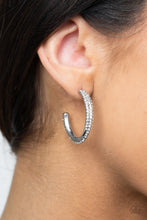 Load image into Gallery viewer, Trail Of Twinkle - White Hoop Earring Paparazzi Accessories