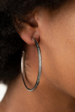 Load image into Gallery viewer, Sultry Shimmer - Black Hoop Earrings Paparazzi Accessories