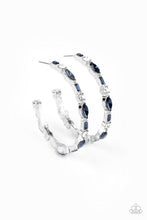Load image into Gallery viewer, There Goes The Neighborhood - Blue Rhinestone Hoop Earrings Paparazzi Accessories