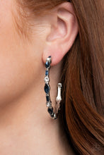Load image into Gallery viewer, There Goes The Neighborhood - Blue Rhinestone Hoop Earrings Paparazzi Accessories