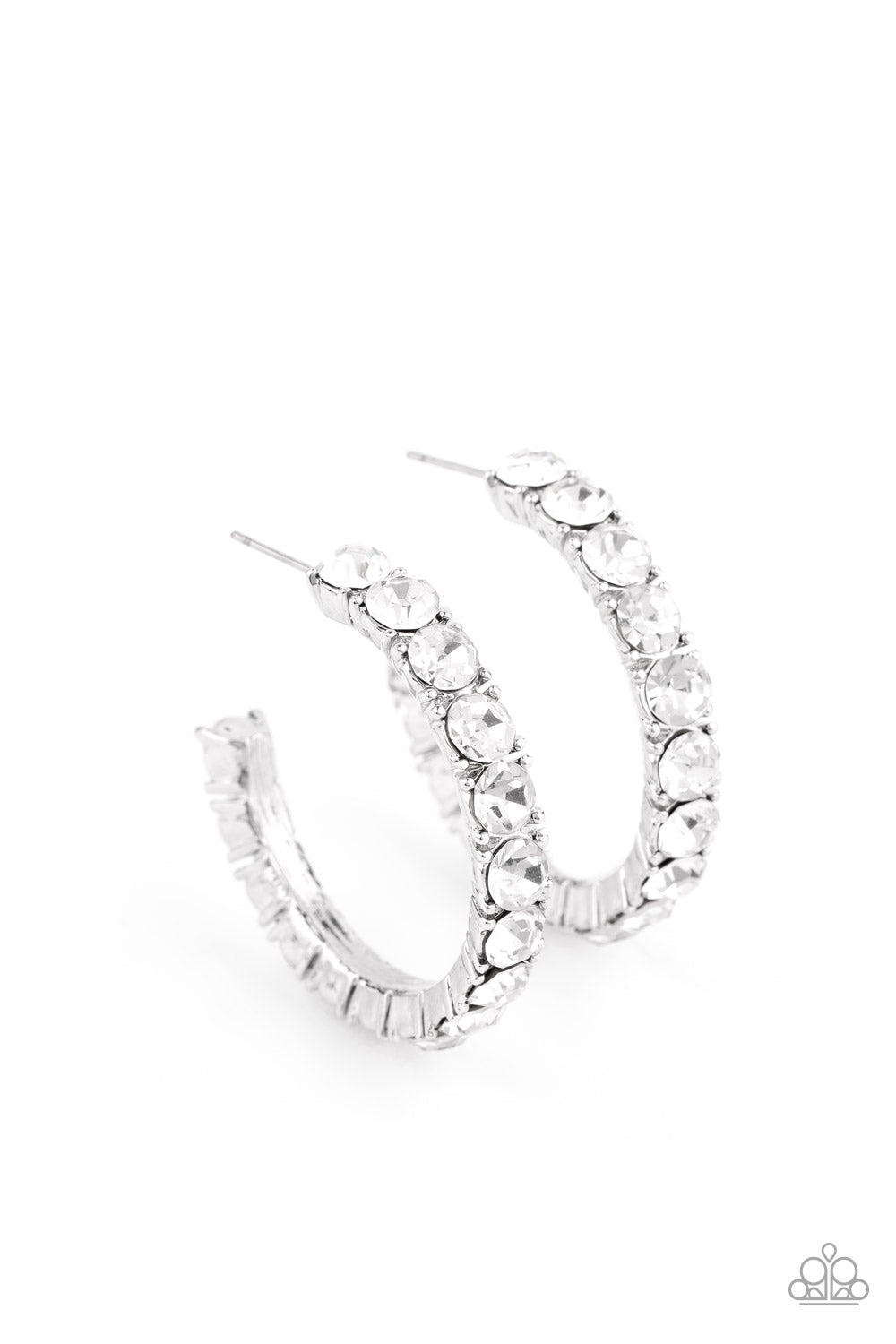 CLASSY is in Session - White Hoop Earrings Paparazzi Accessories