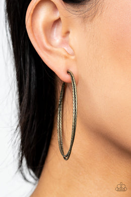 Curved Couture - Brass Hoop Earrings Paparazzi Accessories