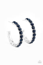 Load image into Gallery viewer, CLASSY is in Session - Blue Rhinestone Hoop Earrings Paparazzi Accessories