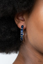 Load image into Gallery viewer, CLASSY is in Session - Blue Rhinestone Hoop Earrings Paparazzi Accessories