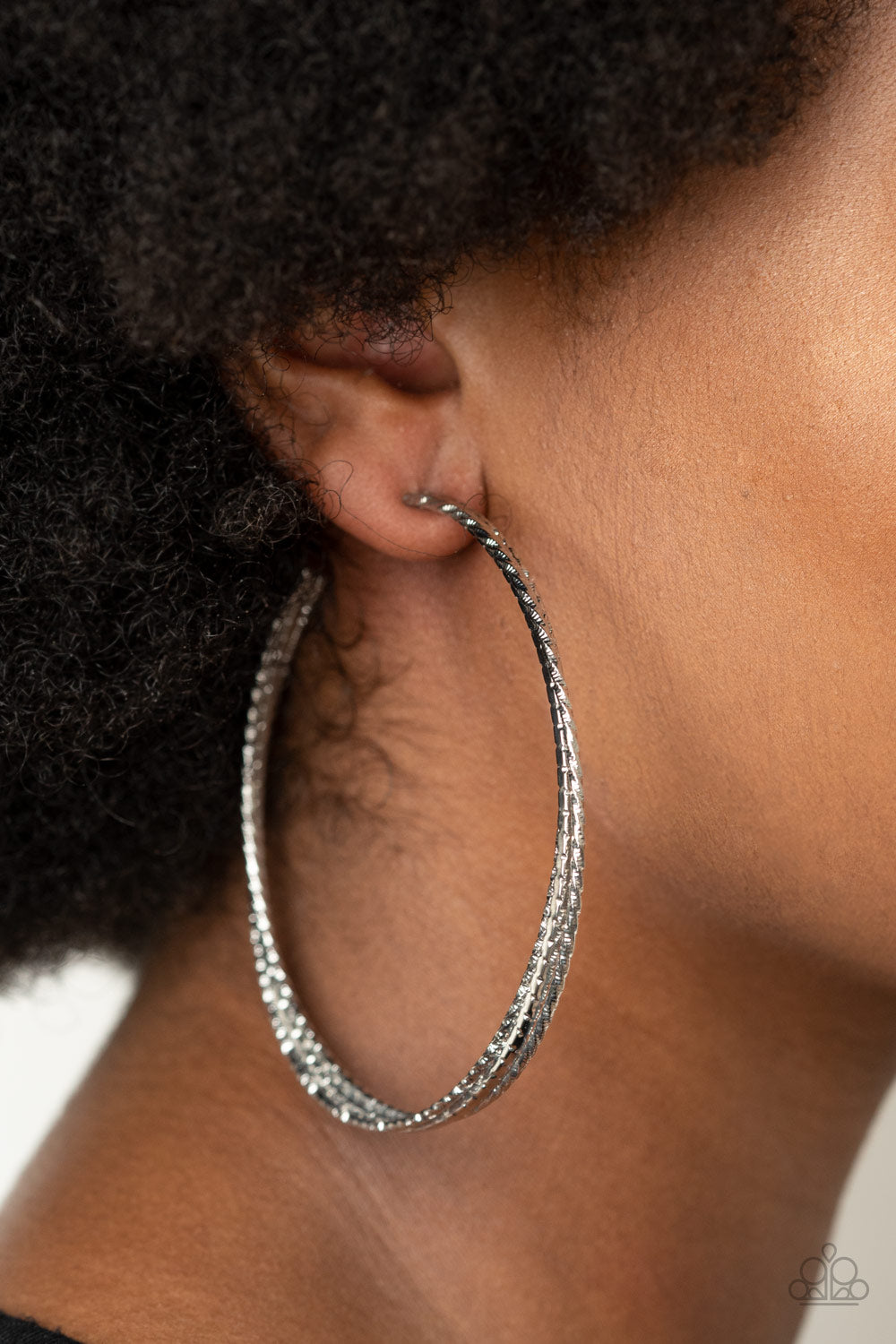 Watch and Learn - Silver Hoop Earrings Paparazzi Accessories