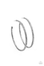 Load image into Gallery viewer, Marquee Magic - Black Gunmetal Rhinestone Hoop Earrings Paparazzi Accessories