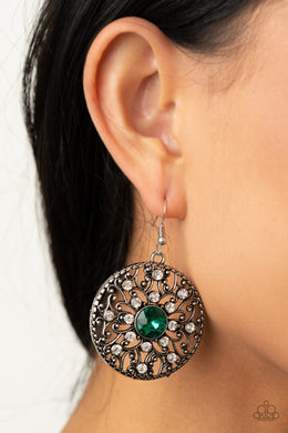 GLOW Your True Colors - Green Rhinestone Earrings Paparazzi Accessories