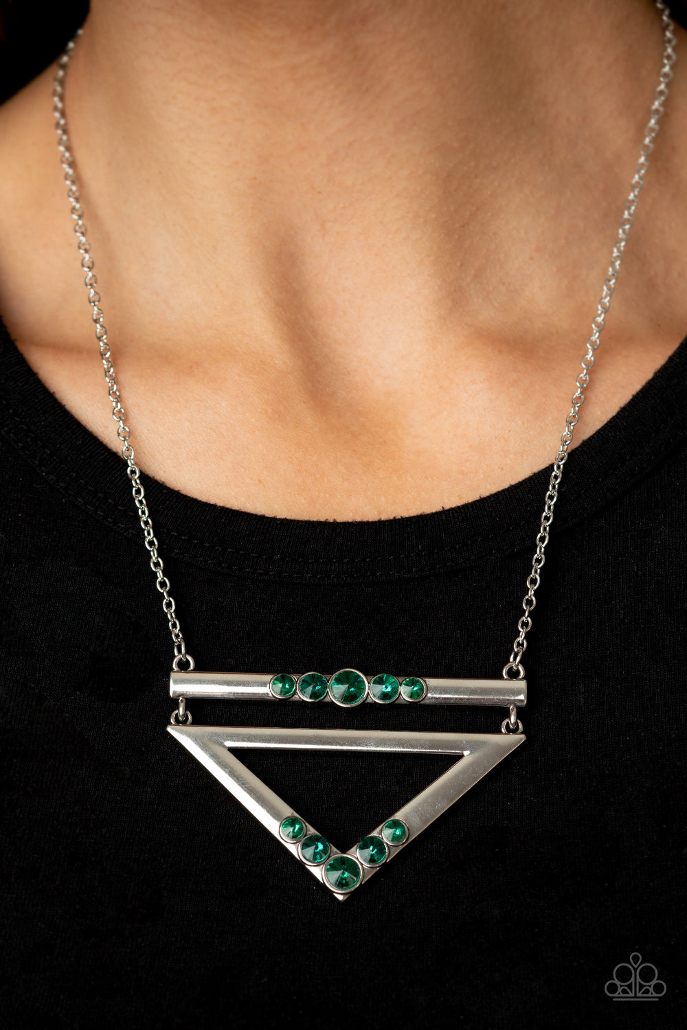 Triangulated Twinkle - Green Necklace Paparazzi Accessories