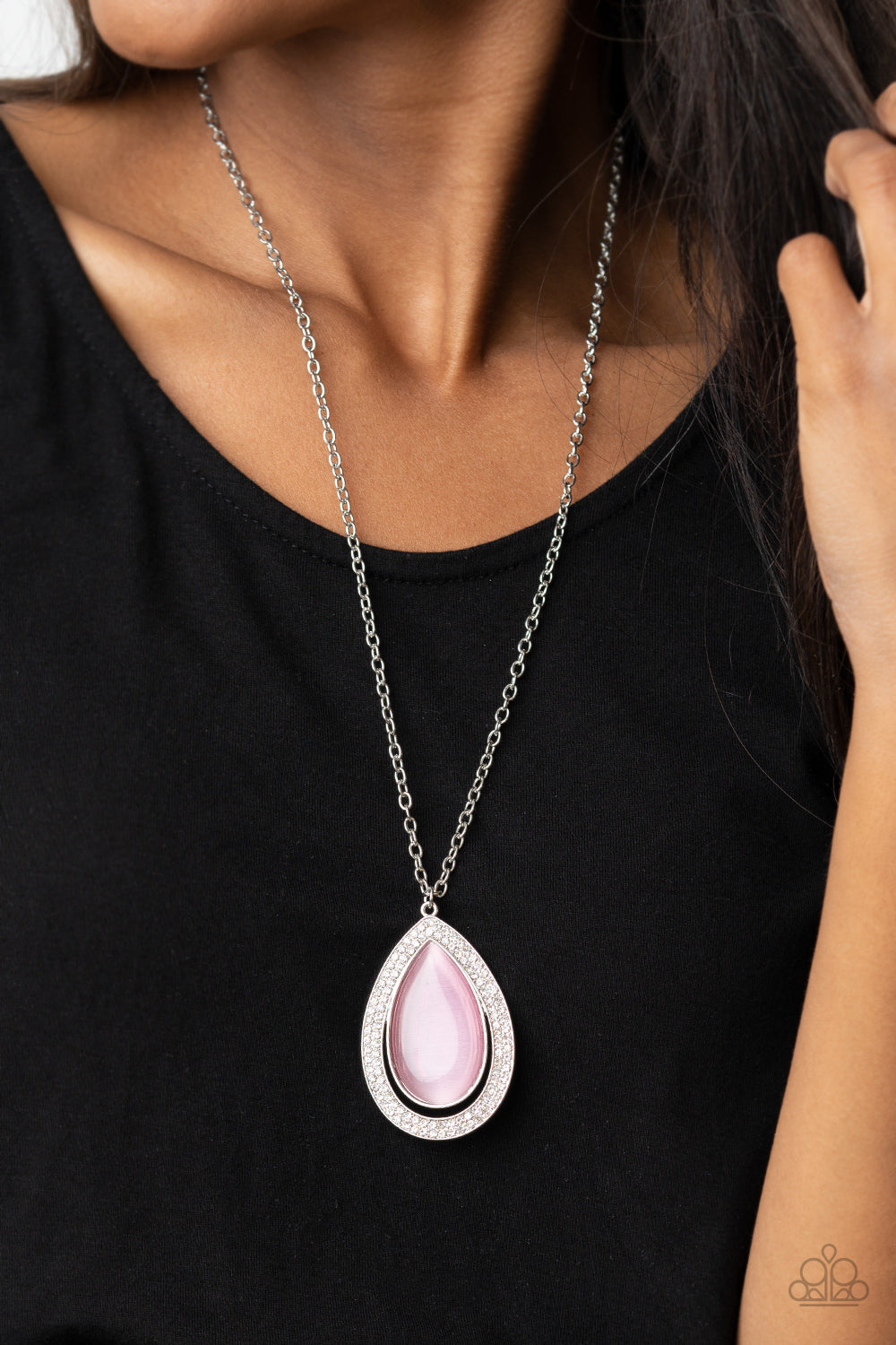 You Dropped This - Pink Cat's Eye Necklace Paparazzi Accessories