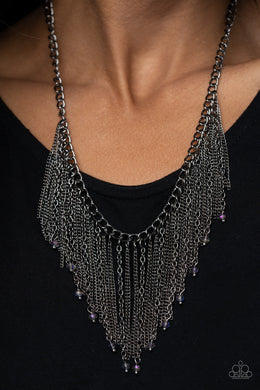 Cue The Fireworks - Multi Gunmetal Oil Spill Necklace Paparazzi Accessories
