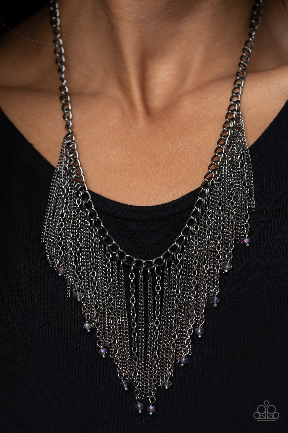 Cue The Fireworks - Multi Gunmetal Oil Spill Necklace Paparazzi Accessories