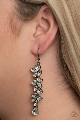 Unlimited Luster - Black Gunmetal Rhinestone Earring Paparazzi Accessories
