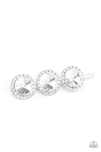 Barrette,rhinestones,white,SPOTLIGHT It Up - White Hair Accessory