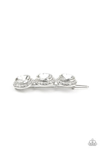 Barrette,rhinestones,white,SPOTLIGHT It Up - White Hair Accessory