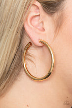Load image into Gallery viewer, Curve Ball - Gold Hoop Earrings Paparazzi Accessories