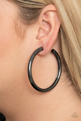 Curve Ball - Black Earrings Paparazzi Accessories
