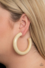 Load image into Gallery viewer, I WOOD Walk 500 Miles - White Wooden Hoop Earrings Paparazzi Accessories