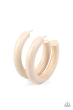 Load image into Gallery viewer, I WOOD Walk 500 Miles - White Wooden Hoop Earrings Paparazzi Accessories