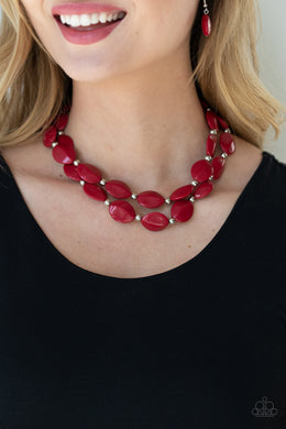 Two-Story Stunner - Red Necklace Paparazzi Accessories
