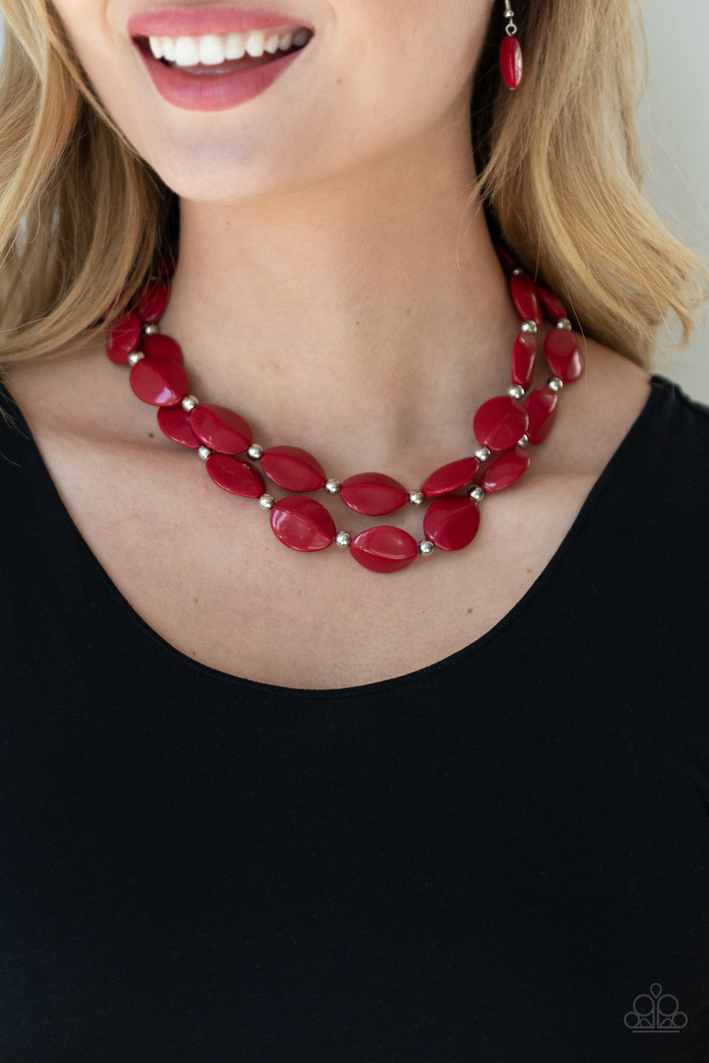 Two-Story Stunner - Red Necklace Paparazzi Accessories