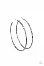 Load image into Gallery viewer, Pump Up The Volume - Black Gunmetal Hoop Earrings Paparazzi Accessories