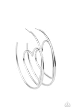 Load image into Gallery viewer, Love At First BRIGHT - Silver Heart Hoop Earrings Paparazzi Accessories