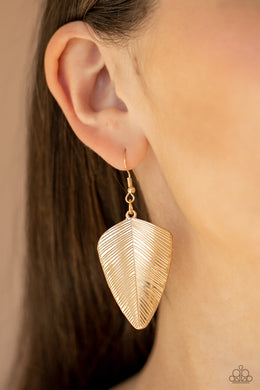 One Of The Flock - Gold Feather Earrings Paparazzi Accessories