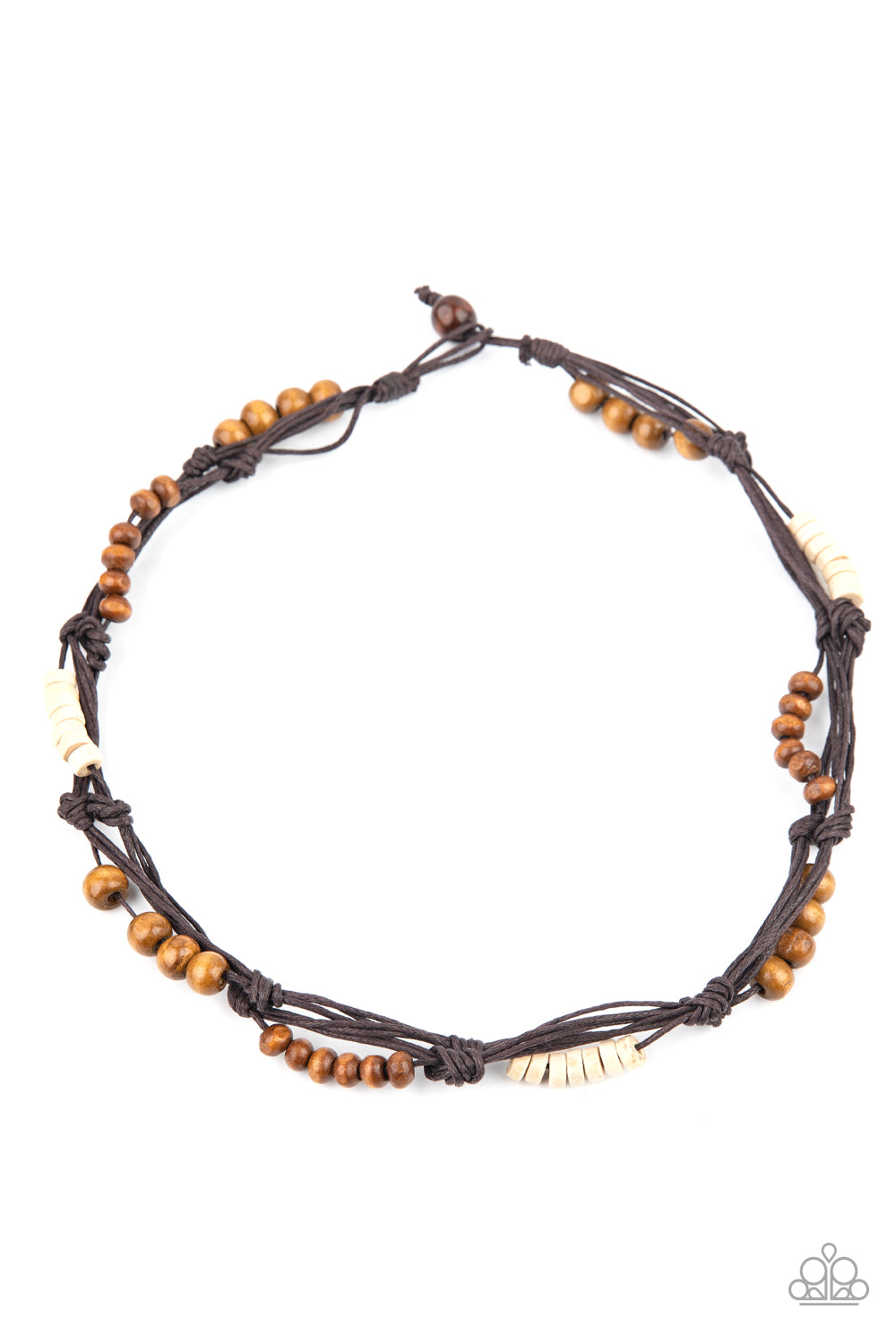 Tiki Tour - Brown Wood Leather Urban Necklace Paparazzi Accessories