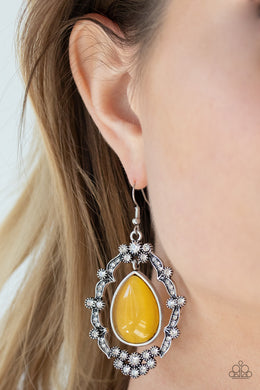 Icy Eden - Yellow Earring Paparazzi Accessories