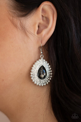 Exquisitely Explosive - Silver Rhinestone Earrings Paparazzi Accessories
