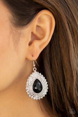 Exquisitely Explosive - Black Rhinestone Earrings Paparazzi Accessories