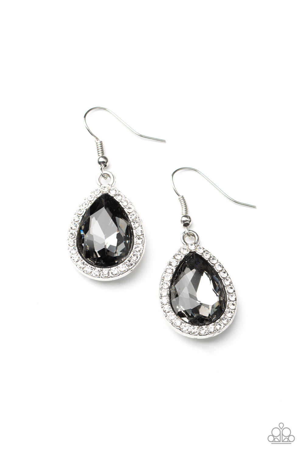 Dripping With Drama - Silver Rhinestone Earrings Paparazzi Accessories