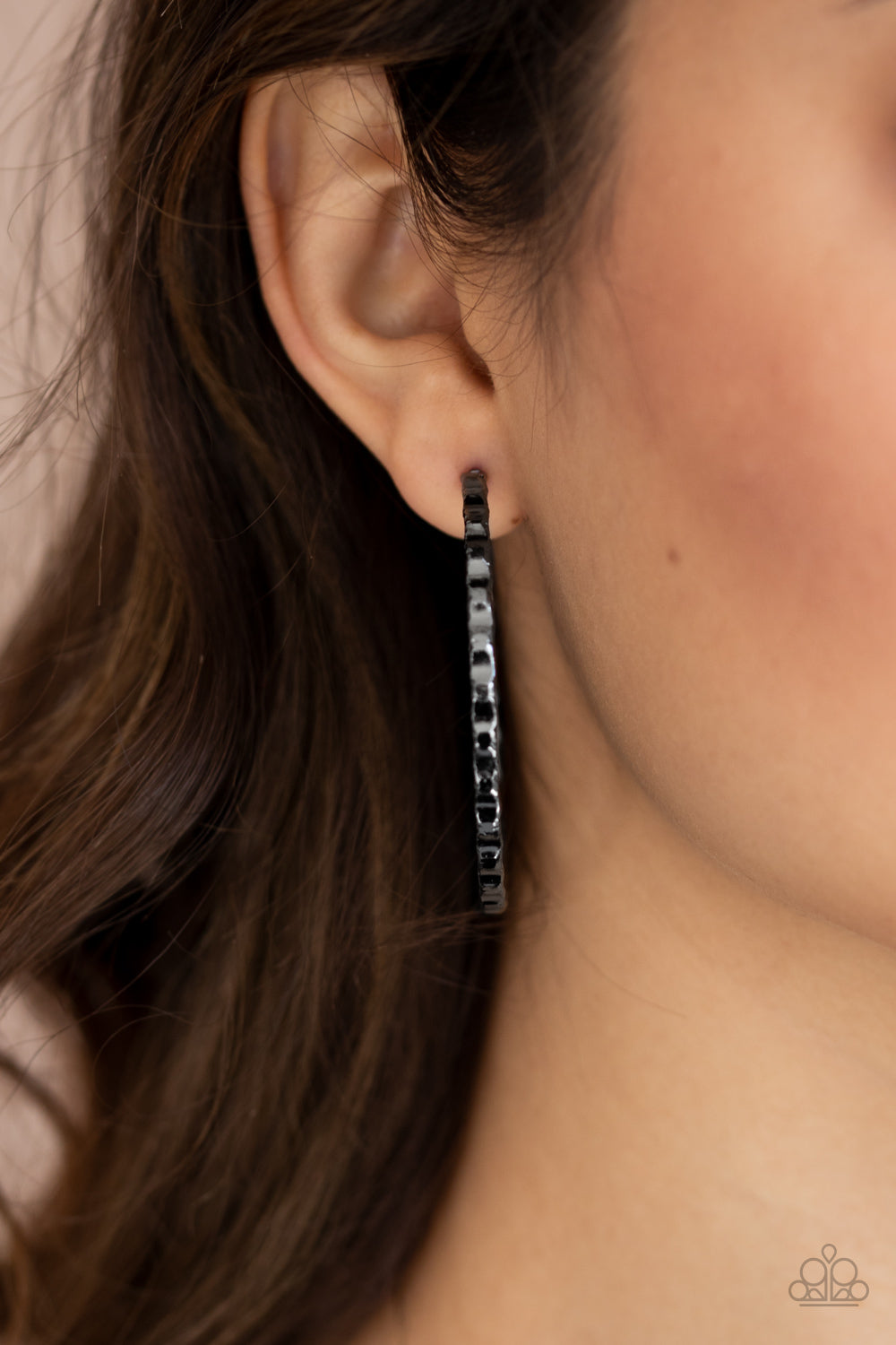Grungy Grit - Black Earrings Paparazzi Accessories