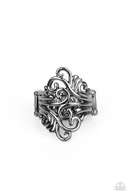 Voluptuous Vines - Black Gunmetal Ring Paparazzi Accessories