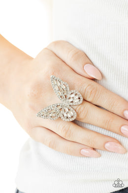 Flauntable Flutter - White Ring Paparazzi Accessories