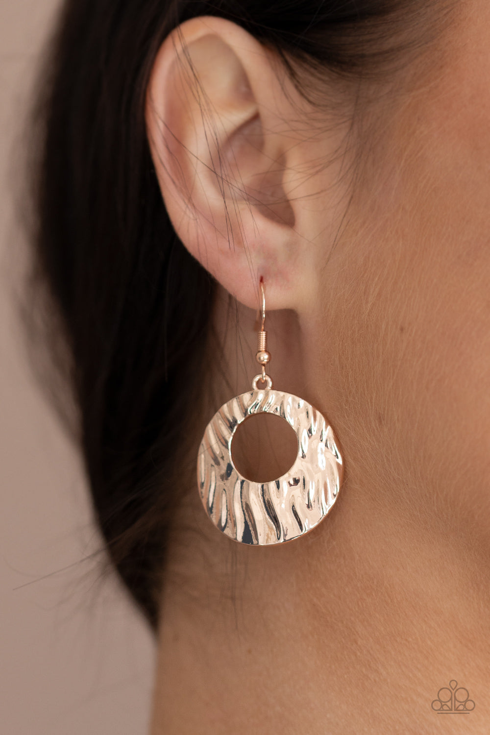 Warped Perceptions - Rose Gold Earrings Paparazzi Accessories
