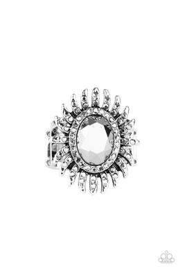 Ultra Luxe - Silver Hematite Rhinestone Ring Paparazzi Accessories