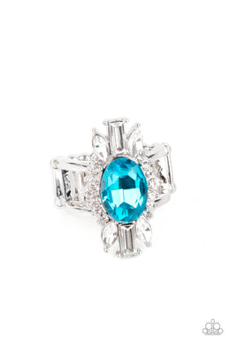 Icy Icon - Blue Rhinestone Ring Paparazzi Accessories