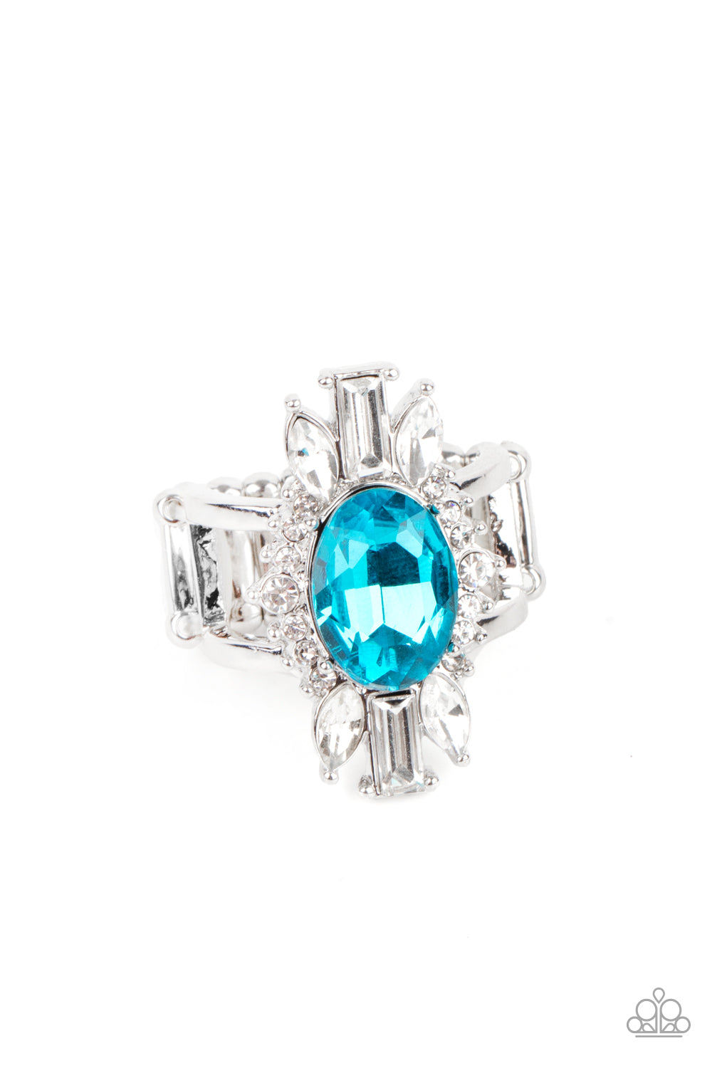 Icy Icon - Blue Rhinestone Ring Paparazzi Accessories