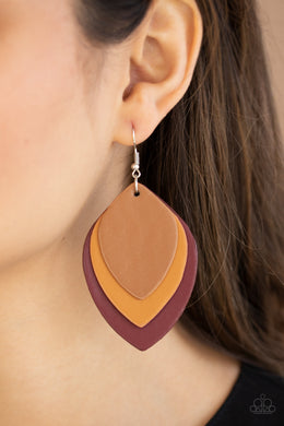 Light as a LEATHER - Red Earrings Paparazzi Accessories