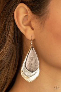 GLISTEN Up! - Silver Leather Earrings Paparazzi Accessories