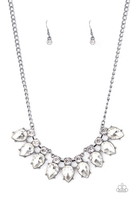 Extra Enticing - Black Gunmetal Rhinestone Necklace Paparazzi Accessories