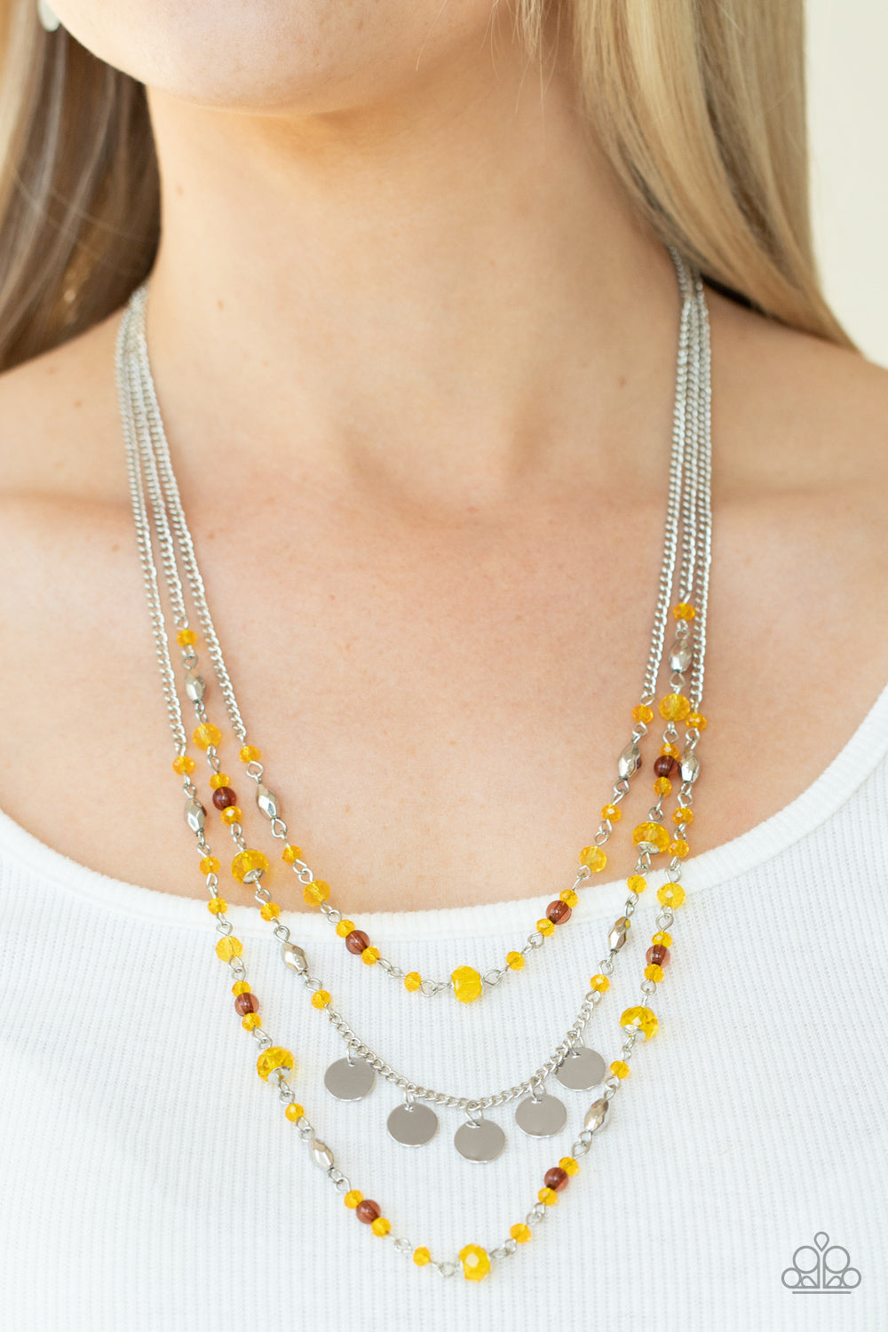 Step Out of My Aura - Yellow Necklace Paparazzi Accessories