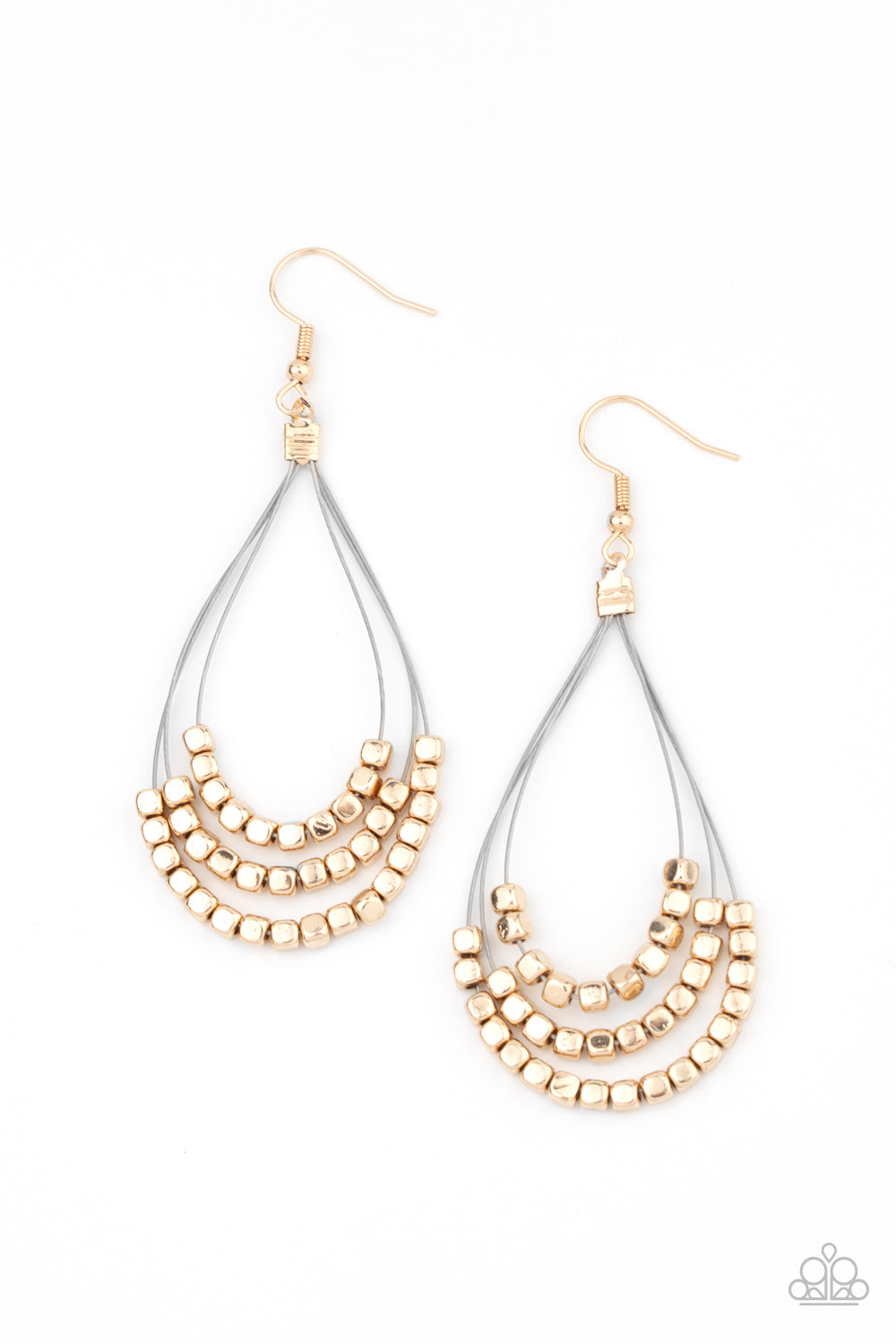 Off The Blocks Shimmer - Gold Earrings Paparazzi Accessories
