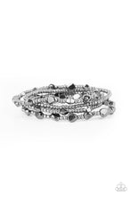 Load image into Gallery viewer, Fashionably Faceted - Black Gunmetal Seed Bead Stretchy Bracelets Paparazzi Accessories