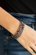 Load image into Gallery viewer, Fashionably Faceted - Black Gunmetal Seed Bead Stretchy Bracelets Paparazzi Accessories