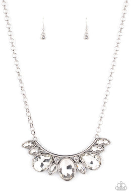 Never Slay Never White Rhinestone Necklace Paparazzi Accessories